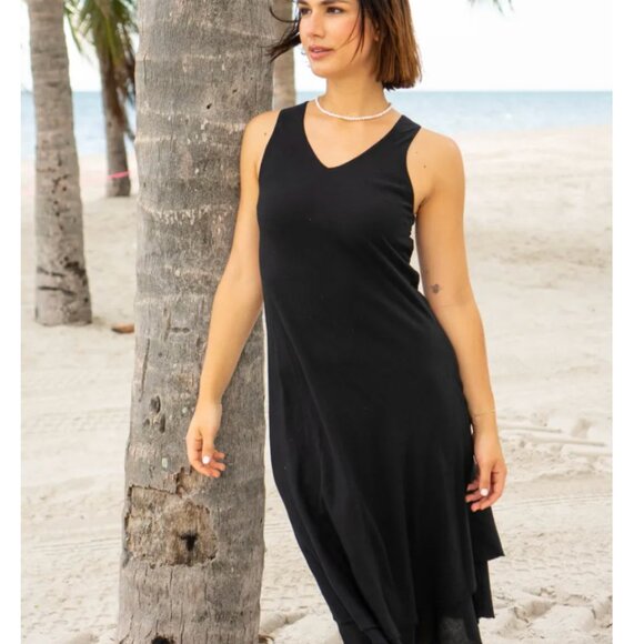 Hawaiianize MOOREA Cotton Dress Black Size Medium - Picture 2 of 9